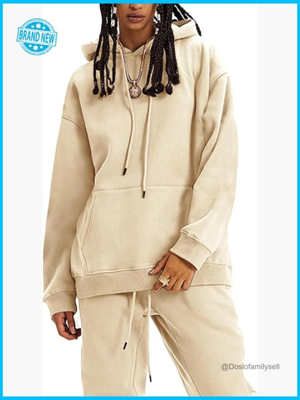 Oversized Fleece 2 Piece Lounge Set Hoodie Sweatshirt Baggy Sweatpants Pockets